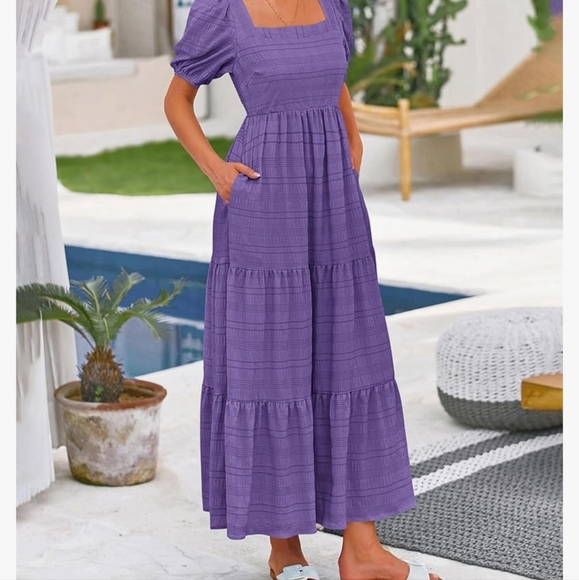 Puff Sleeve Square Neck Tiered Dress Size XL NWT ♥️ - Picture 4 of 5